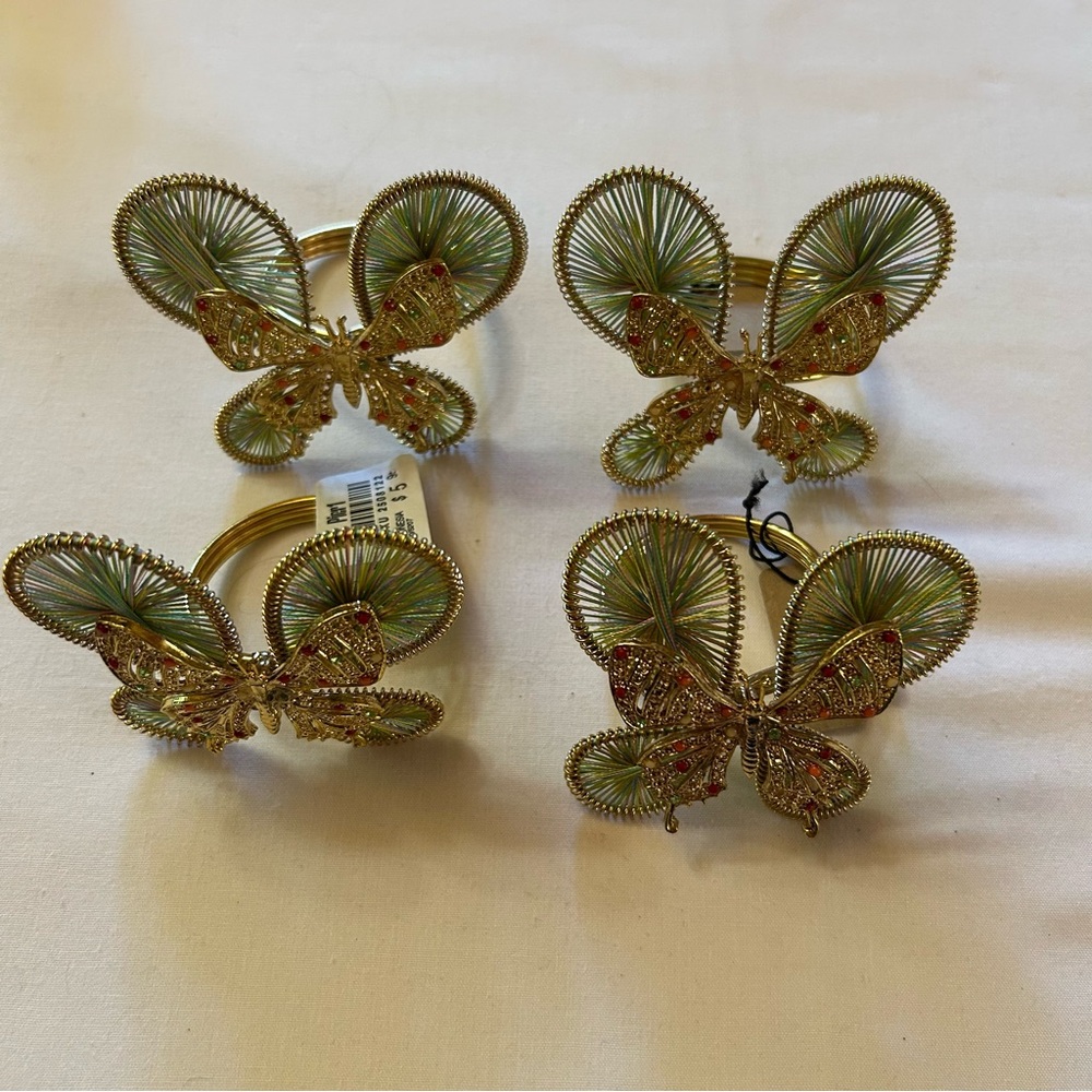 5 Elegant Gold Butterfly Napkin Clips